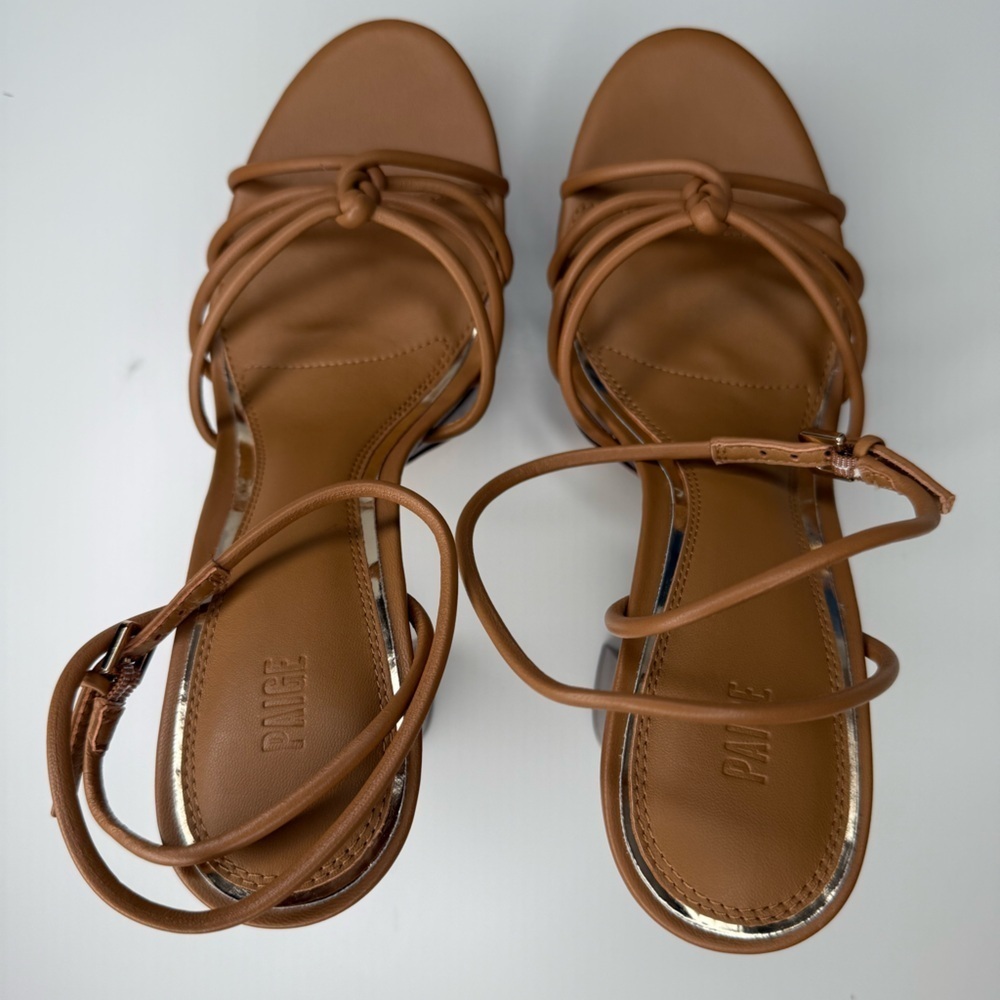 Paige Hailey Platform Sandal in Cognac Leather Size 10 NWT Strappy Euro Summer - Picture 8 of 15